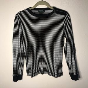 Ralph Lauren black white striped long sleeve top